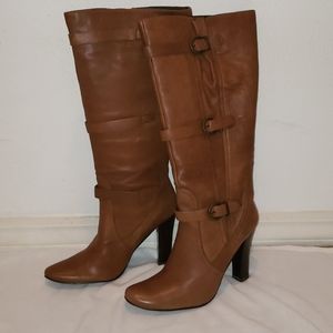 NIB Guess Jason Brown Leather Heel Boots Size 8.5